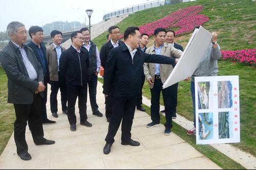 上饒市人大副主任、鄱陽縣縣委書記張禎祥蒞臨新昌南湖西河濕地公園項目