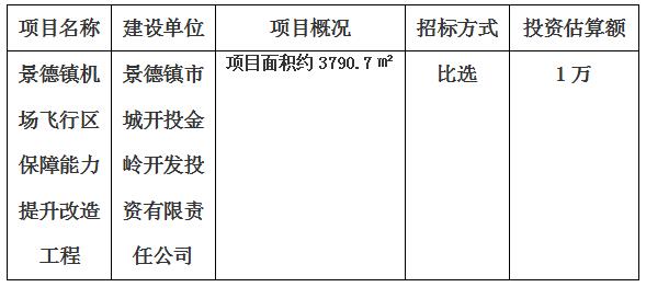 景德鎮(zhèn)機場飛行區(qū)保障能力提升改造工程檔案整理項目計劃公告